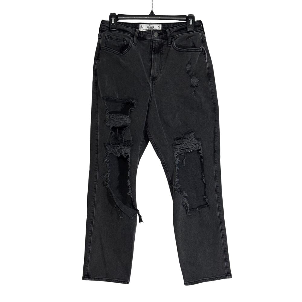 Hollister Black Distressed Straight Leg Jeans